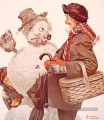 abuelo y muñeco de nieve 1919 Norman Rockwell